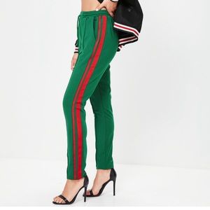 Missguided Green sport side trim cuffed jogger